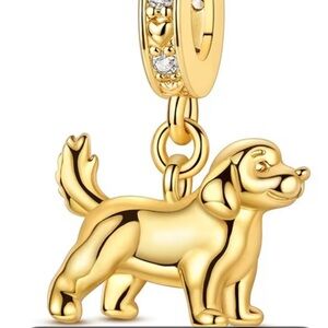 Golden Retriever Charm with Rhinestones